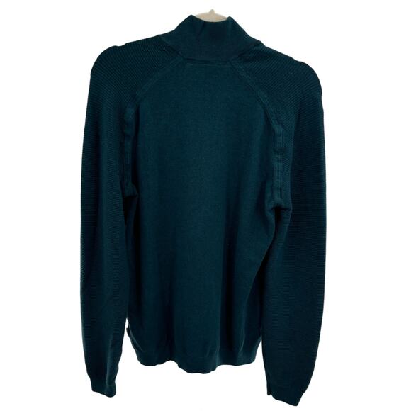 Ted Baker Justrun Teal Link Stitch Funnel Neck Sweater - Picture 9 of 12